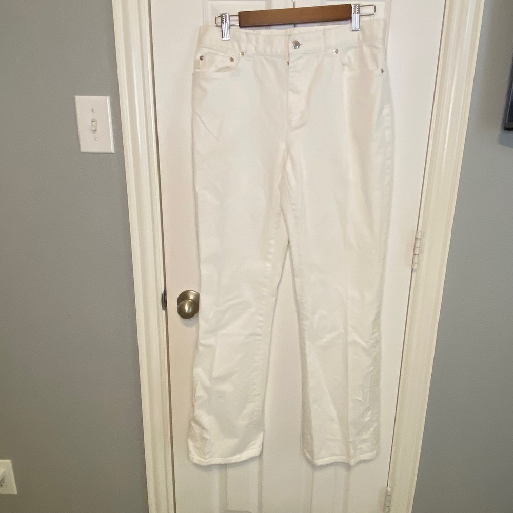 Lauren Ralph Lauren White Floral Embroidered Straight Leg Jeans Womens 8 Boho